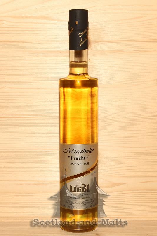 Mirabelle "Frucht+" mit 35%vol. - Mirabellen Brand mit Mirabellensaft verfeinert aus der Spezialitäten-Brennerei & Whisky Destillerie Liebl