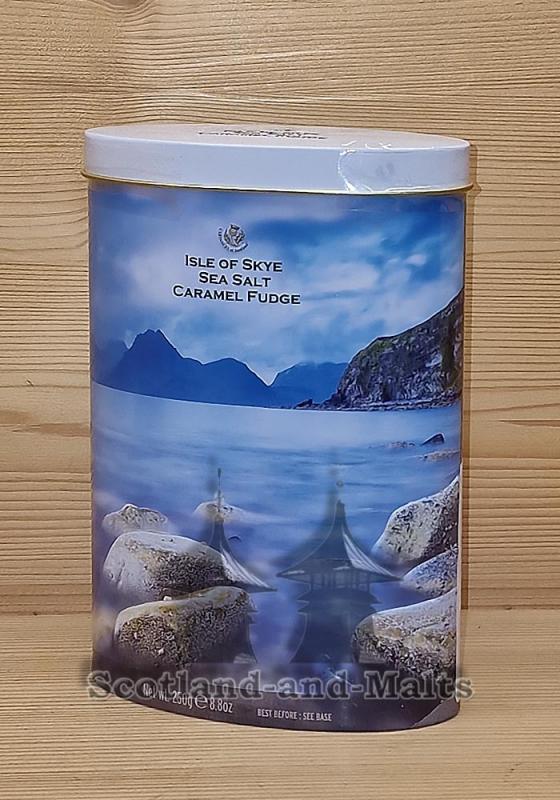 Sea Salt Fudge "Isle of Skye“ in der 250g Blechdose - Karamel mit Meersalz von Gardiners of Scotland